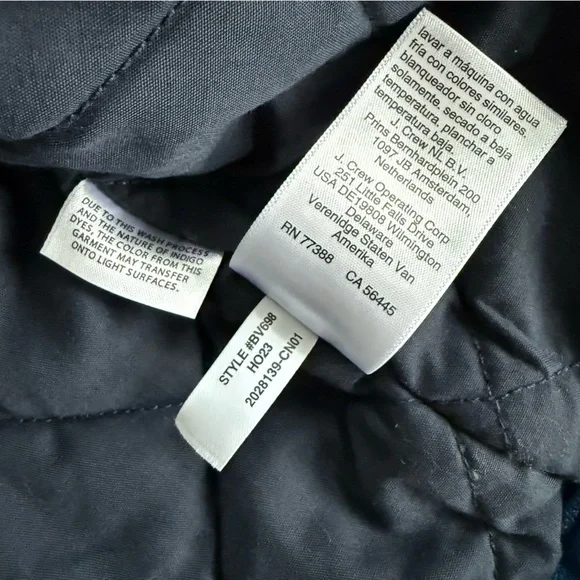 J Crew Cropped Denim Puffer Jacket Blue Quilted Jean Coat 90s Street Style S - Picture 13 of 13